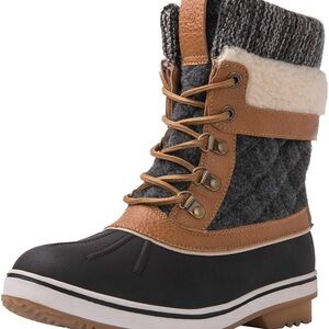 Black and Brown Winter Rain Boots with Waterproof Design